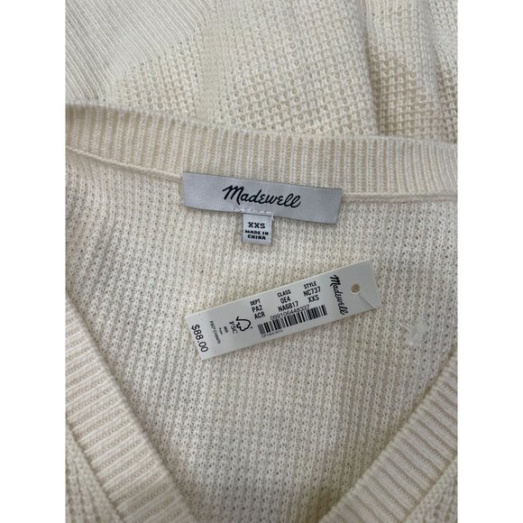 Madewell Asherton Waffle Henley Sweater Antique Cream Women's Size XXS - Picture 8 of 10